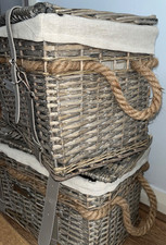 Grey Wicker Trunk Basket with