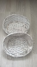 Two White Wicker Tray/Basket