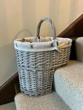 Grey-wash Wicker Stair Basket