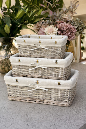 Shallow wicker storage baskets - wicker,